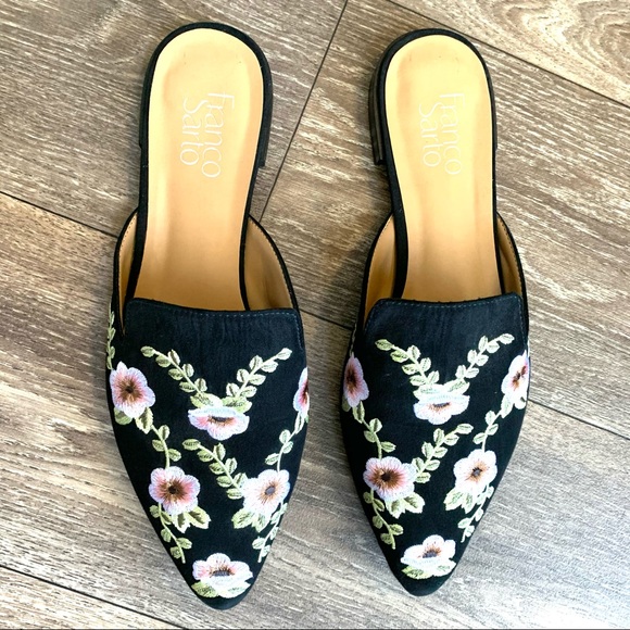 Franco Sarto Mule Embroidered Flat Ship On Shoes - Picture 2 of 9
